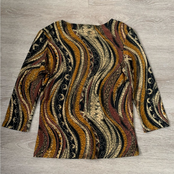 Vintage Brittany Black Textured Metallic Blouse Size PL - Picture 3 of 4